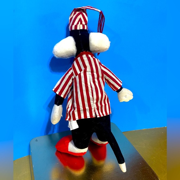 WARNER BROS. LOONEY TUNES VTG 1997 SYLVESTER THE CAT WEARING RED & WHITE PJ’S - Picture 2 of 12